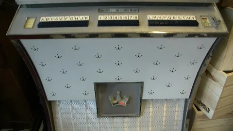 Tilt up view of vintage juke box Stock Footage 103868057