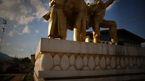 Tilt of war monument in Laos Stock Footage 104120627