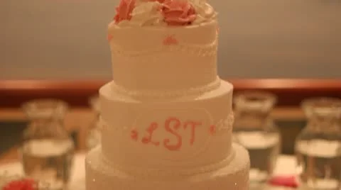 Tilt Up Wedding Cake with S on Top Vídeo Stock 11879645