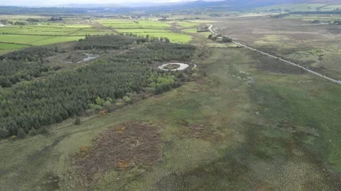 Tilt up while moving across marshy farming land 스톡 동영상 155765039