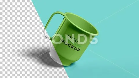 Tilted aluminum mug mockup PSDテンプレート