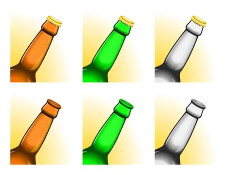 Tilted beer bottle necks Stock Illustration