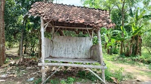 Tilted Broken Hut Stock Photos