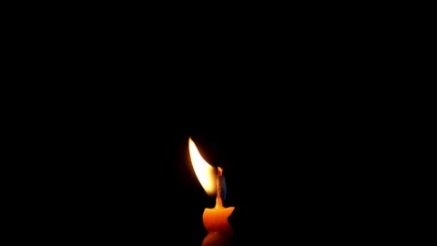Tilted Candle Flame Against Dark Void, Breezeswept Flicker And Leaning Wick Show Stock Footage 324683050