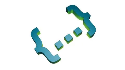 Tilted curly braces 3D rendering isolated on white background Stock Illustration