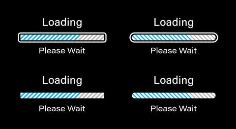 Tilted lines loading please wait symbol set in blue color for dark mode. Stock Illustration