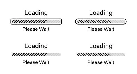 Tilted lines loading please wait symbol set in black color for light mode. Stock Illustration
