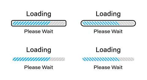 Tilted lines loading please wait symbol set in blue color for light mode. Stock Illustration