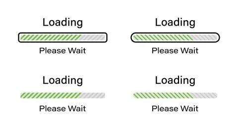 Tilted lines loading please wait symbol set in green color for light mode. Stock Illustration