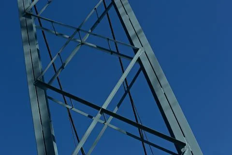 Tilted photo of a cable bridge structure Stock Photos