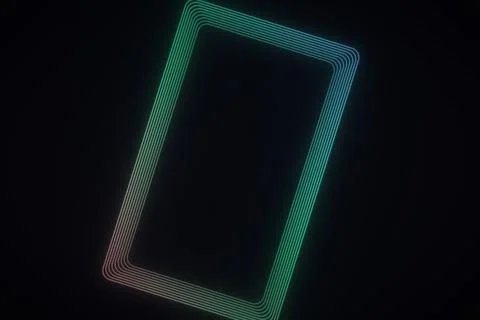 A tilted rounded rectangle is traced by multiple fine glowing outlines that.. Stock Illustration