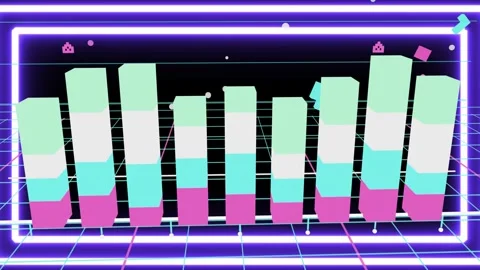 Tilted tiles extruding, stacked columns rising and popping to show shifting data Stock Footage 335637212