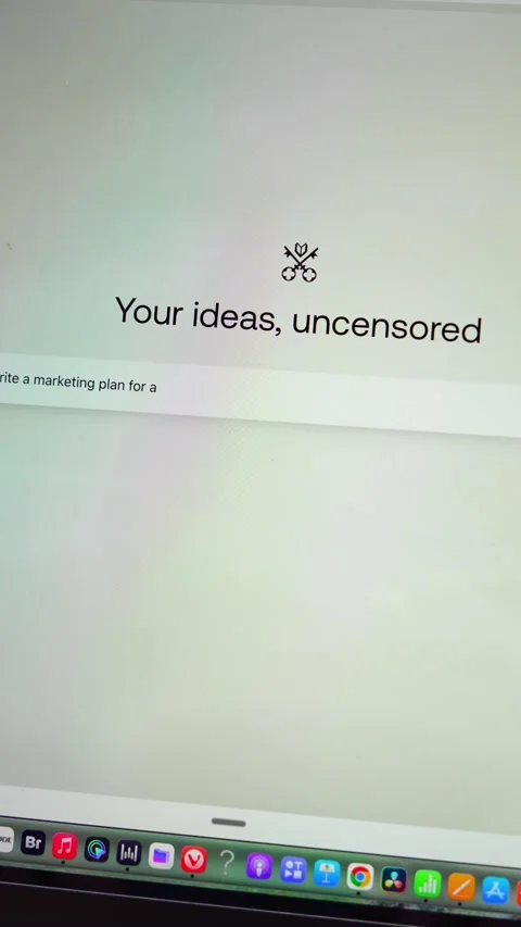 Tilted view of Venice AI screen with uncensored tagline Stock Footage 334963460