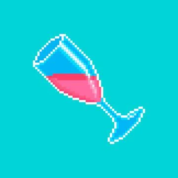 Tilted wine glass with wine inside	 Stock-Illustration