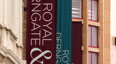 Tilting Up and Down on Royal and Derngate Banners Stock Footage 61643947
