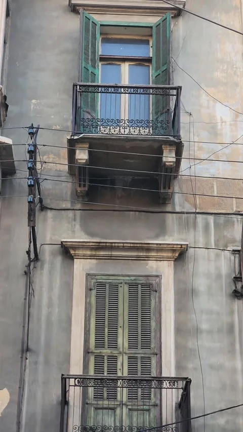 A tilting close-up of a balcony Stock Footage 314368874