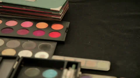 Tilting down on Make up articles Stock Footage 25609694