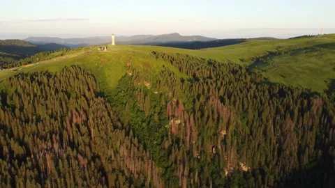 Tilting down from Seebuck to Feldsee lake in Feldberg, Black forest mountains 4K Stock Footage 156850760