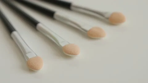 Tilting on eyeshadow makeup brush set Stock Footage 87504885