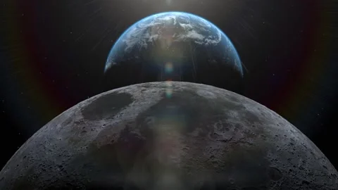 Tilting Over The Moon to The Earth Stock Footage 215834639