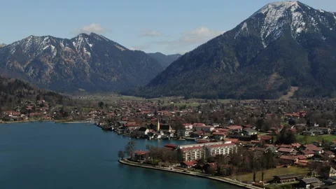 Tilting Shot Bavarian Alpine Town Stock Footage