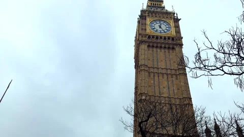 Tilting Shot Of Big Ben At The Palace of Westminster And Houses of Parliament Vídeo Stock 336531287