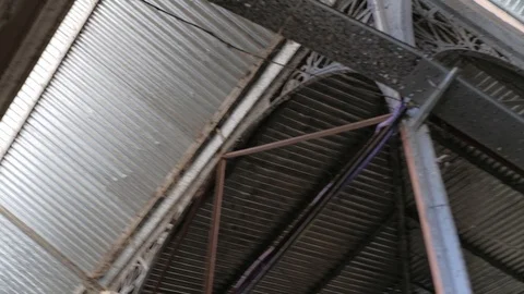 Tilting shot showing the metallic ceiling and revealing San Telmo Fair Stock-Footage 122600761