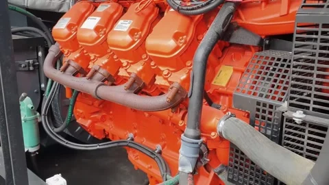 Tilting shot of a standalone Auxiliary electricity Power generator Unit Outs Stock Footage 334494475