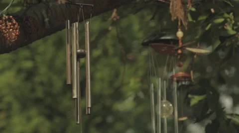 Tilting Shot to Windchimes Stock Footage 41313827