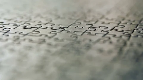 Tilting from unfocused complete puzzle to focused and to unfocused again Stock Footage 73442206