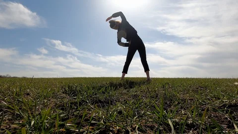 Tilts to the sides. Warm-up before training. Stock Footage 127640544