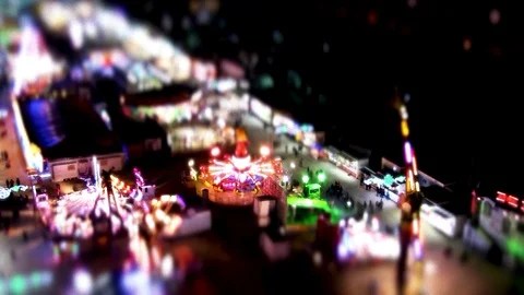 Tilt–shift of nocturne footage of a fair. Stock Footage 108903466