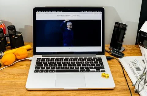 Tim Cook Apple CEO on State at WWDC 2017 conference developers Foto stock