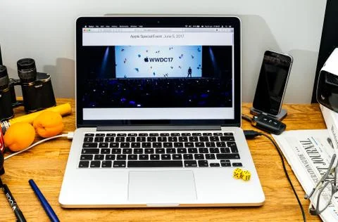 Tim Cook Apple CEO on State at WWDC 2017 conference developers Foto stock