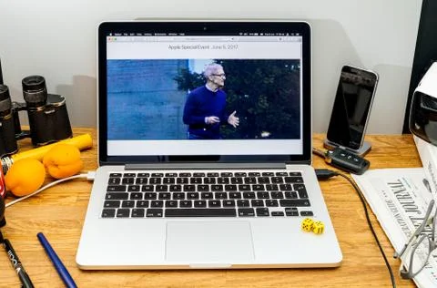 Tim Cook Apple CEO on State at WWDC 2017 conference developers Foto stock