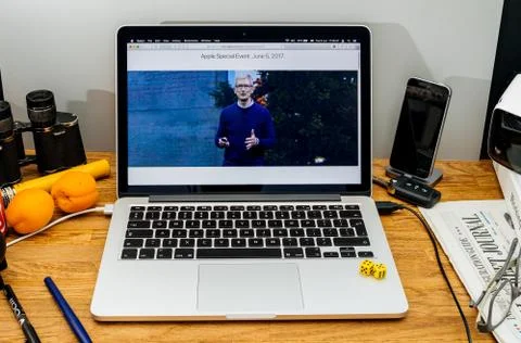 Tim Cook Apple CEO on State at WWDC 2017 conference developers Foto stock