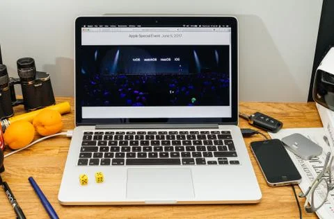 Tim Cook Apple CEO on State at WWDC 2017 conference developers Foto stock