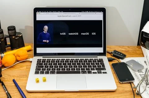 Tim Cook Apple CEO on State at WWDC 2017 conference developers Foto stock