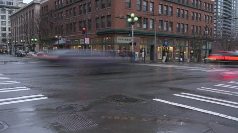Tim Lapse, Rainy Intersection Stock Footage 65255542