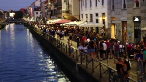 Timalapse of Navigli district Milan Stock Footage 76906916
