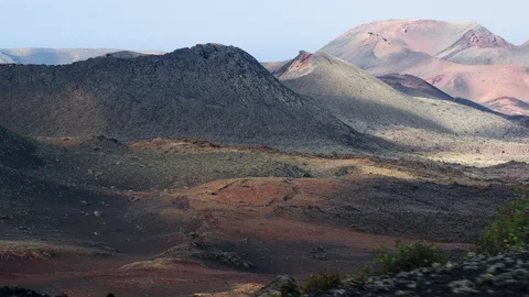 Timanfaya Volcanic Landscape Tracking Forward Valley of Volcanoes 4K Video stock 101490110