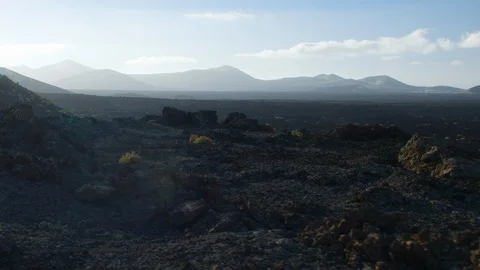 Timanfaya Volcanic Landscape Tracking Shot 4K Video stock 101489593