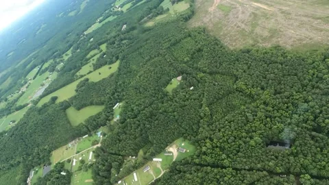 Timber clear cutting operation aftermath in a dramatic aerial shot Stock Footage 137661192