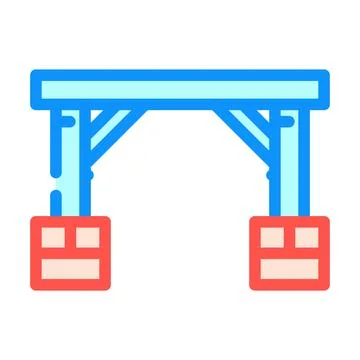 Timber frame archway construction structure flat icon Illustrazione stock
