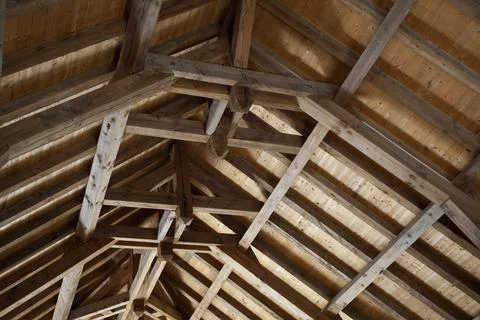 Timber frame in a courtyard Stock Photos