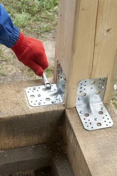 Timber frame fastening Stock Photos
