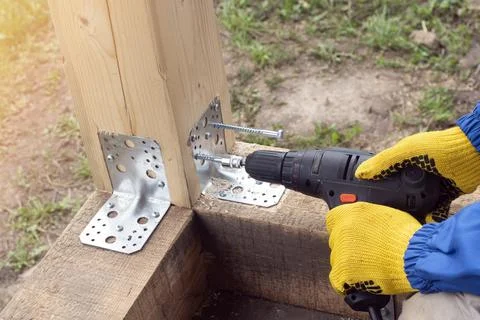 Timber frame fastening Stock Photos
