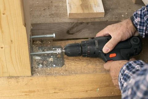 Timber frame fastening Stock Photos