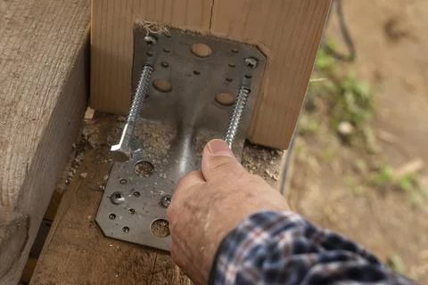 Timber frame fastening Foto stock