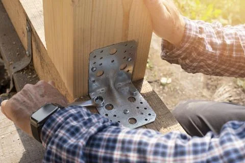 Timber frame fastening Foto stock